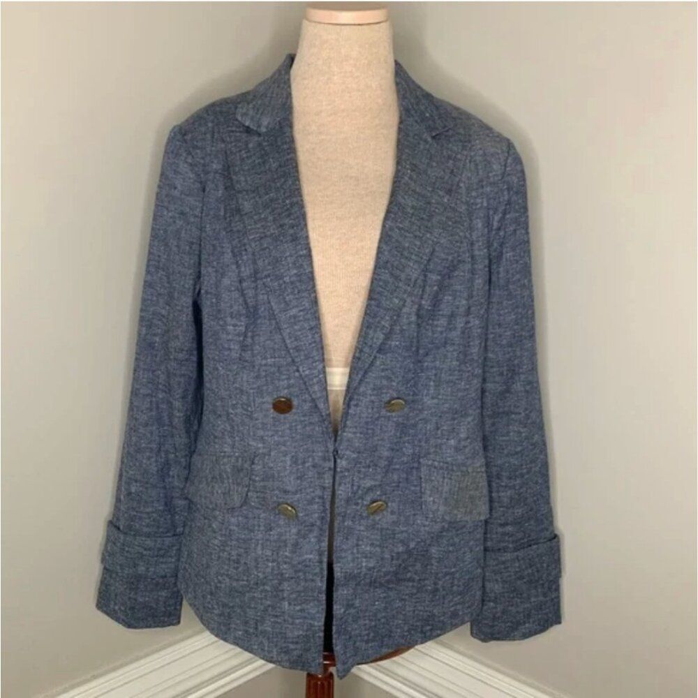 Chico's Blue Linen Blend Blazer Size Chico's 2